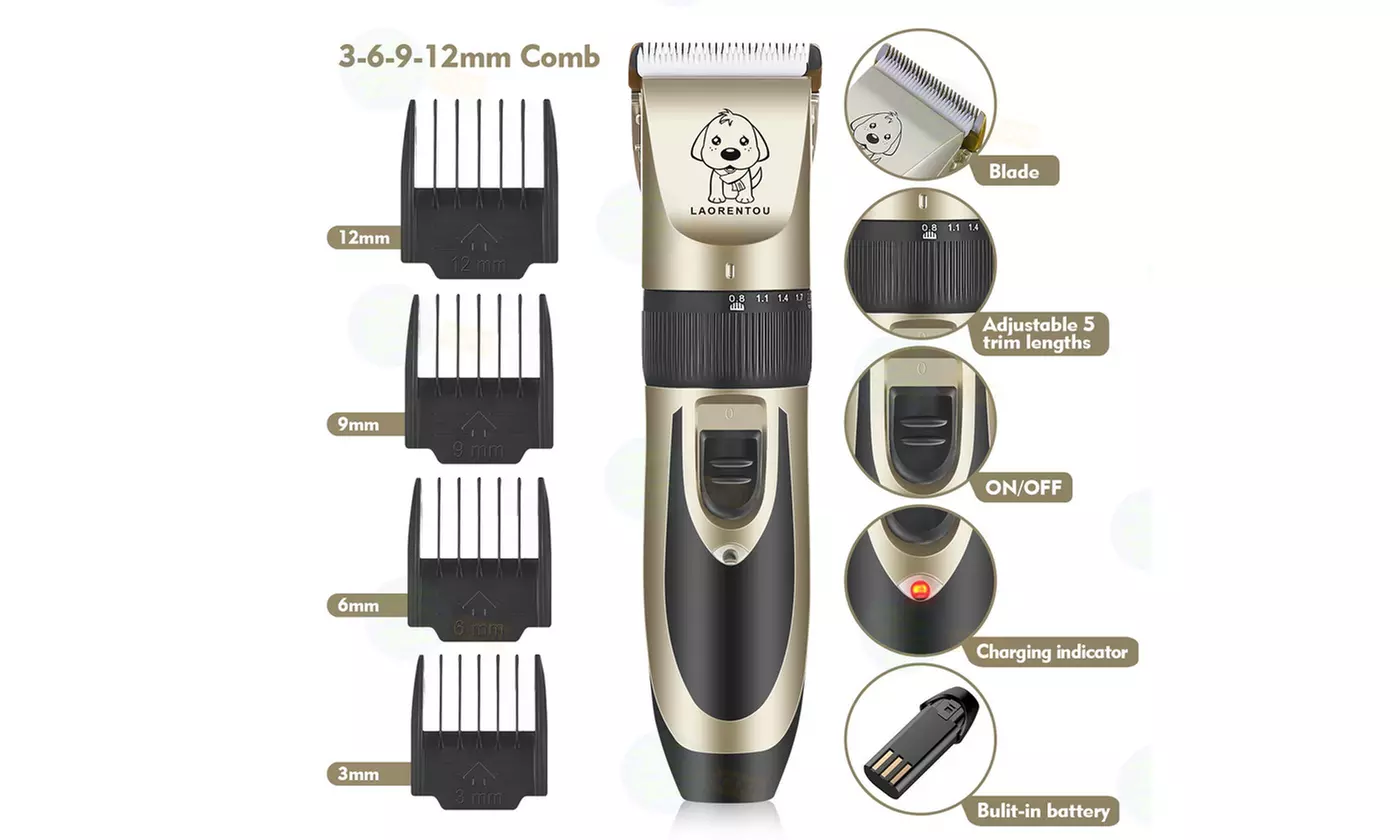  Low Noise Rechargeable Dogs Clippers Grooming Trimming Kit Set