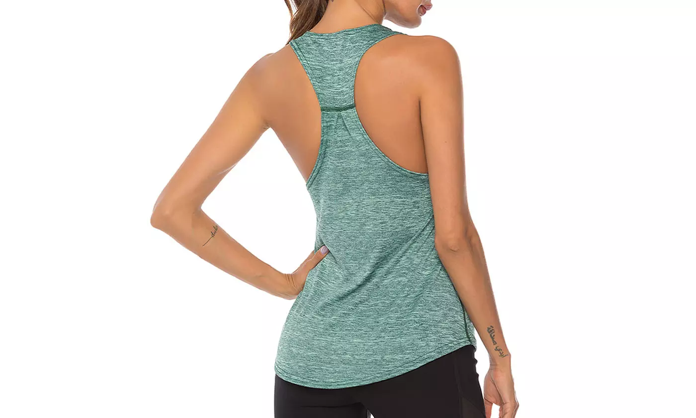 Women Open Back Loose fit Workout Racerback Tank Tops Sport Vest