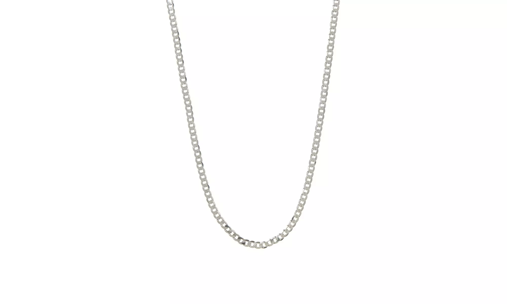 Men's Necklace 3MM Cuban Chain in 18K Gold or Rhodium ptd Sterling Silver