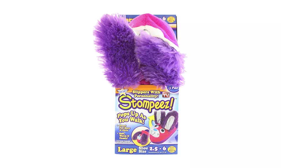 Stompeez Purple Bunny Slippers Unisex Kids (Large) 2.5-6 - Second Medium