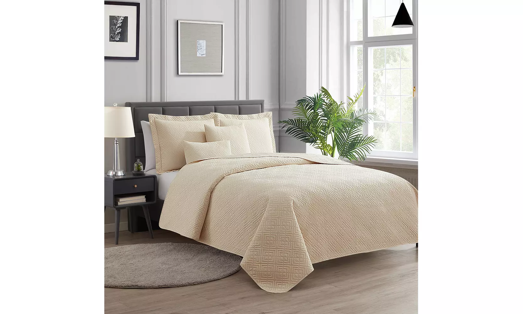 Clara Clark Bedspread Quilt Set - Embossed Pinsonic Lightweight Coverlet Set