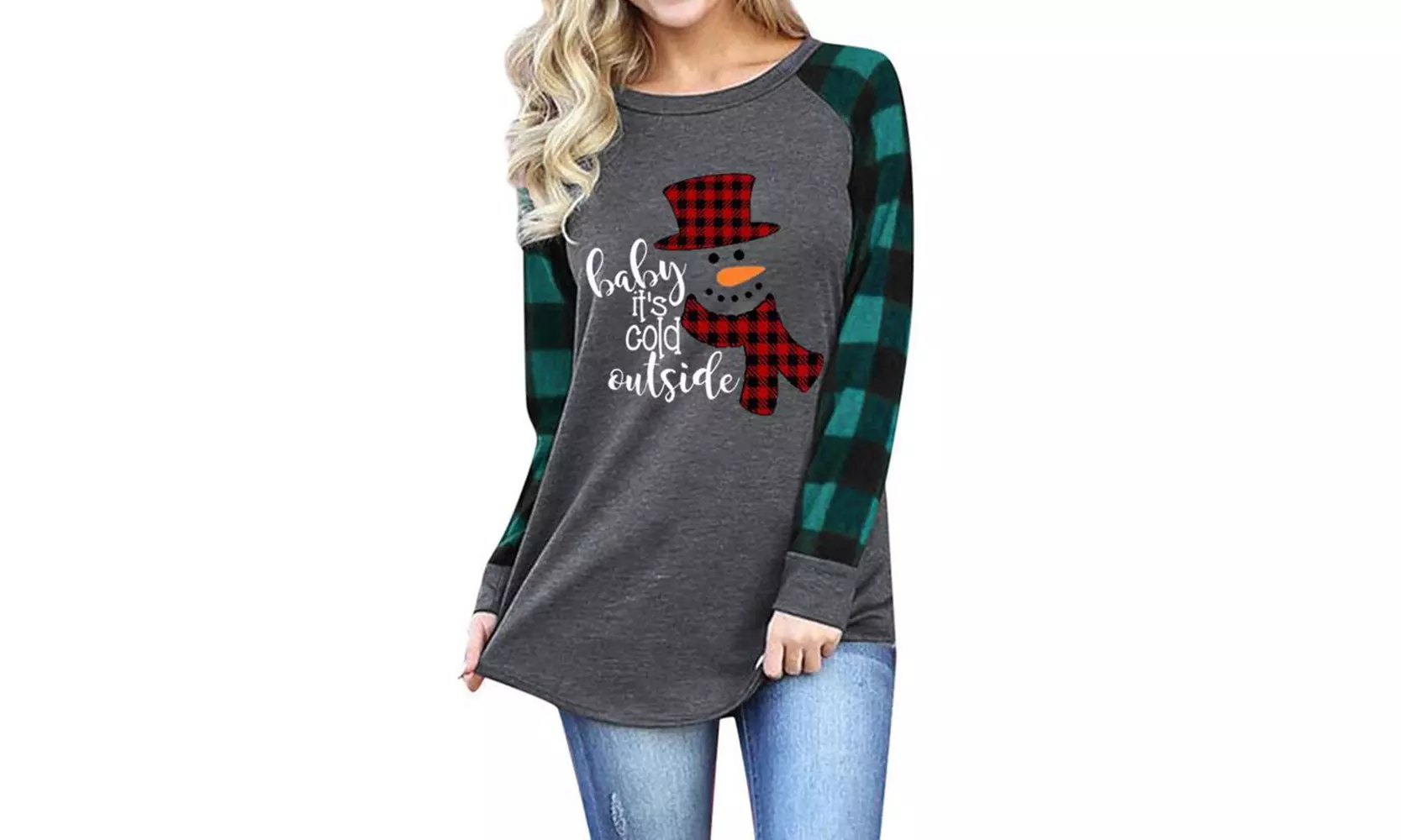 Women's Cute Christmas Plaid Tunic also in Plus Size