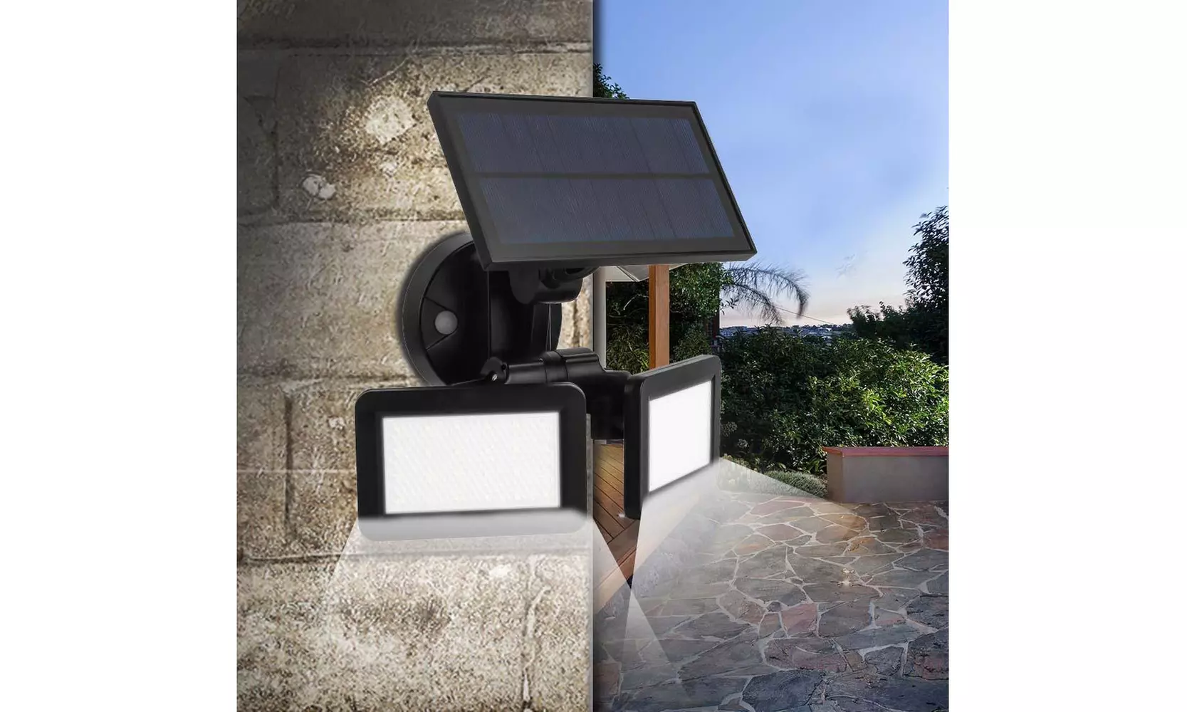 Solar Wall Light Dual Head 48 LED Outdoor Motion Sensor Security Lights - Primary Image