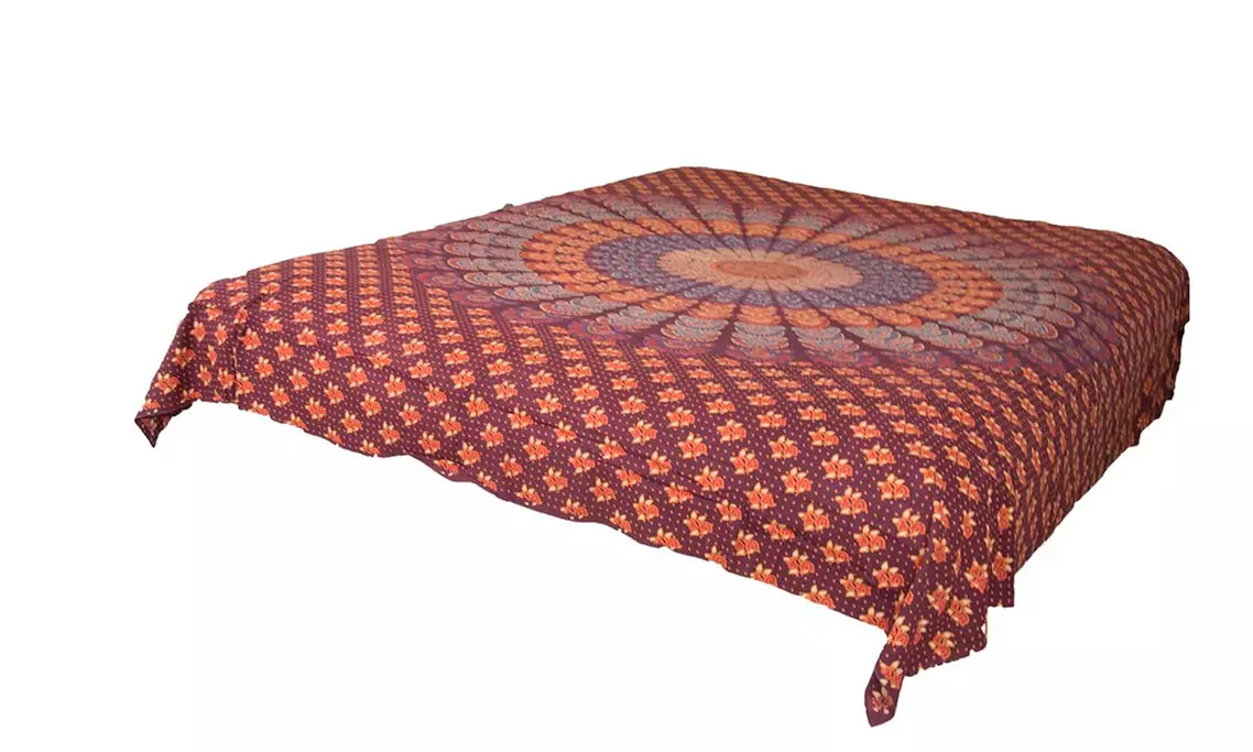 AamiraA Hippie Maroon Orange Mandala Tapestry Bohemian Wall Hanging Decor - Second Medium