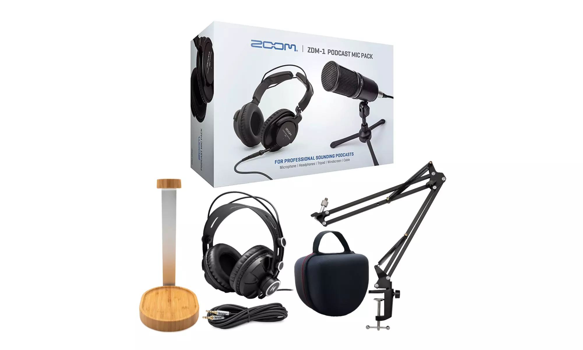 Zoom ZDM-1 Pro Podcast Microphone Bundle with Knox Gear Boom Arm Bundle - Primary Image