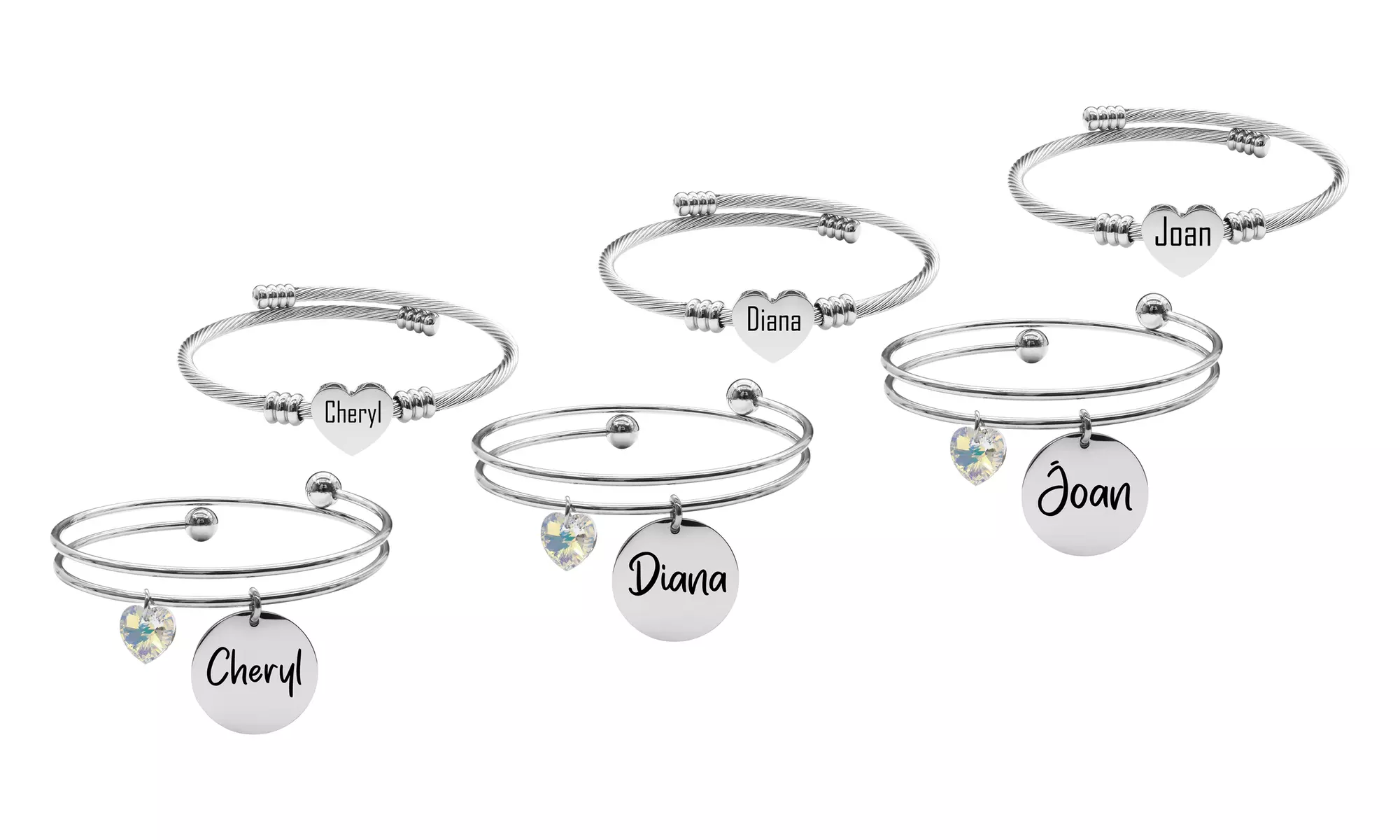 Womens Personalized Reversible Name Bracelet Set By Pink Box - Primary Image