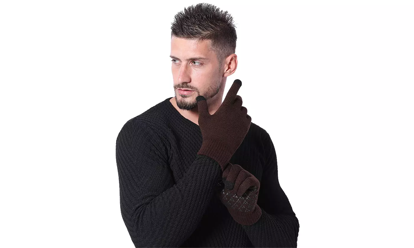 Winter Knit Gloves Touchscreen Warm Thermal Lining Elastic Cuff Glove