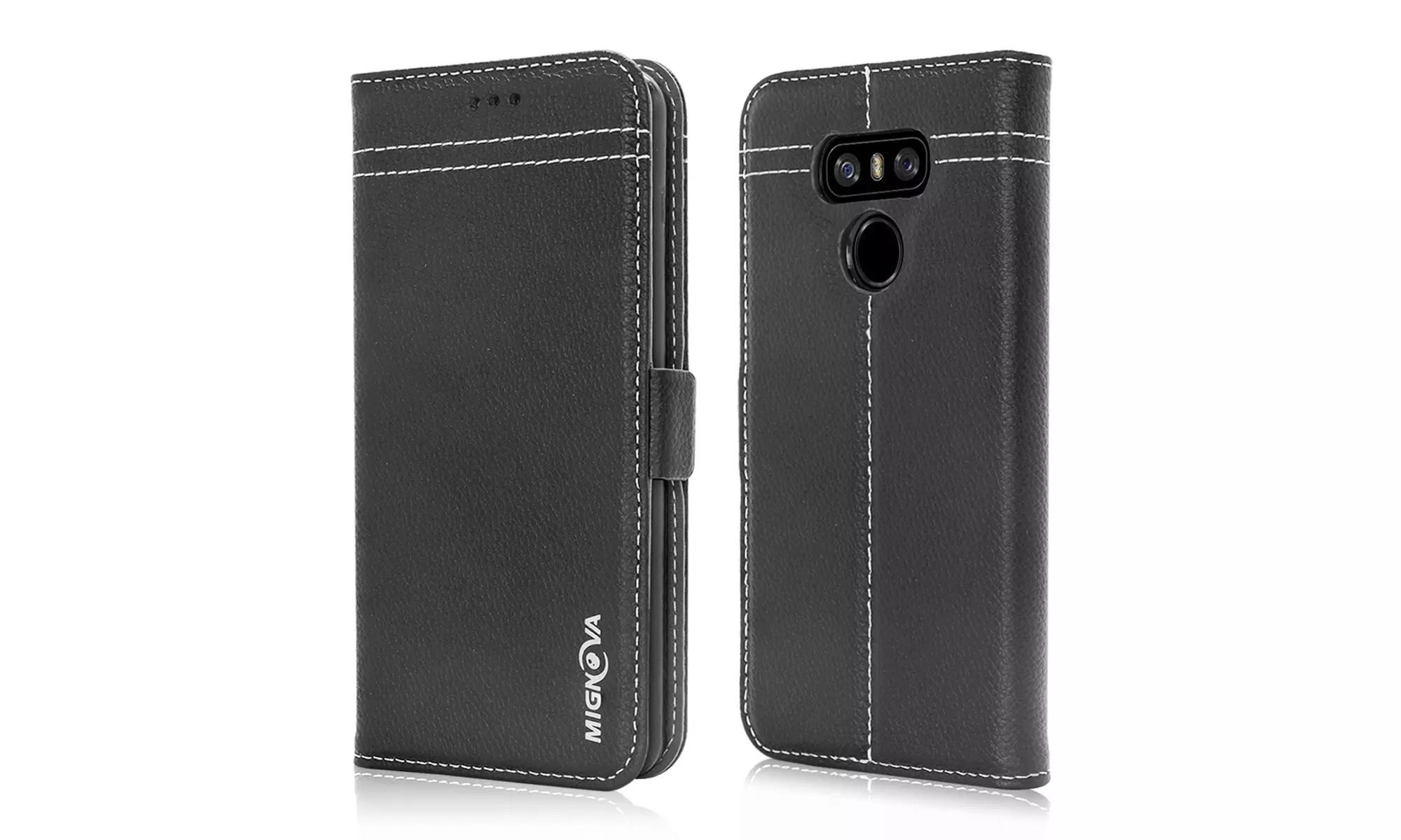 Genuine Leather Wallet Case Cover for LG G6 Smart Cell Phone - Primary Image