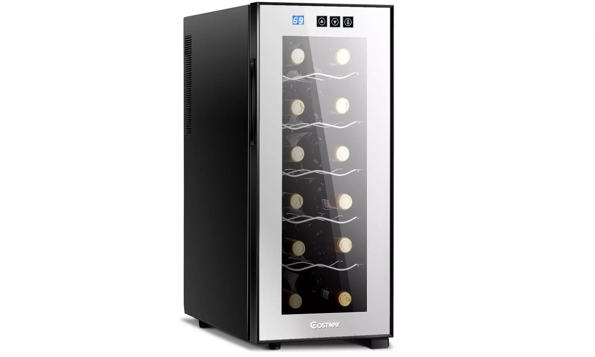 12 Bottle Thermoelectric Wine Cooler Freestanding Temperature Display Glass Door - Primary Image