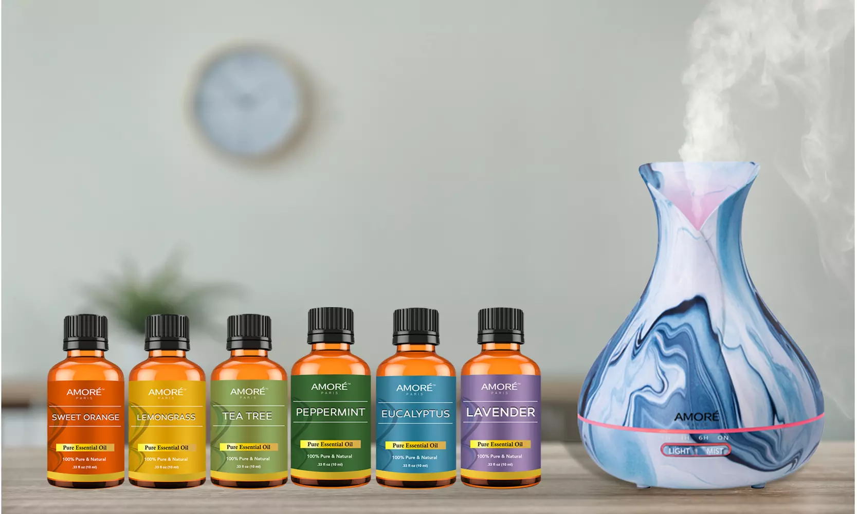 Hydro Dipped Ultrasonic Aromatherapy Diffuser With Essential Oil Gift Set - Primary Image