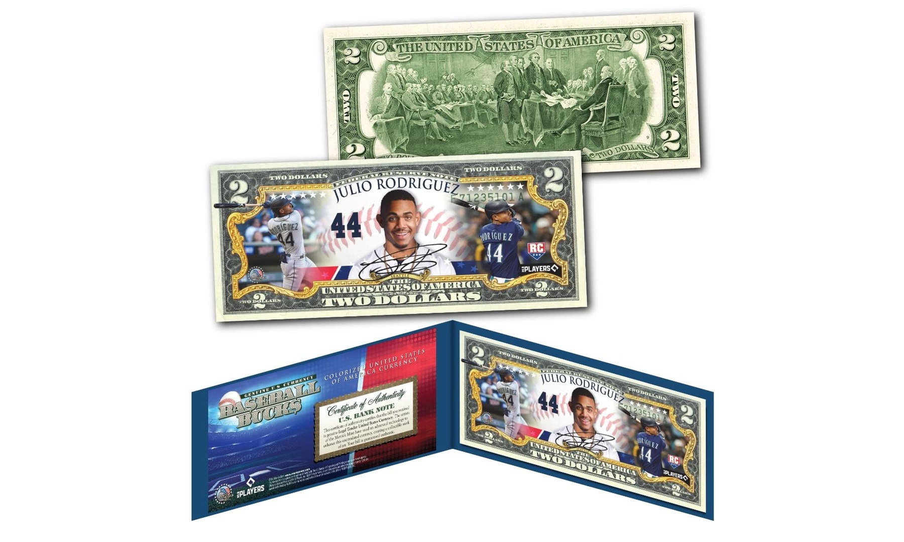Julio Rodriguez Seattle Mariners Baseball Bucks MLB Player Genuine 2 Dollar Bill