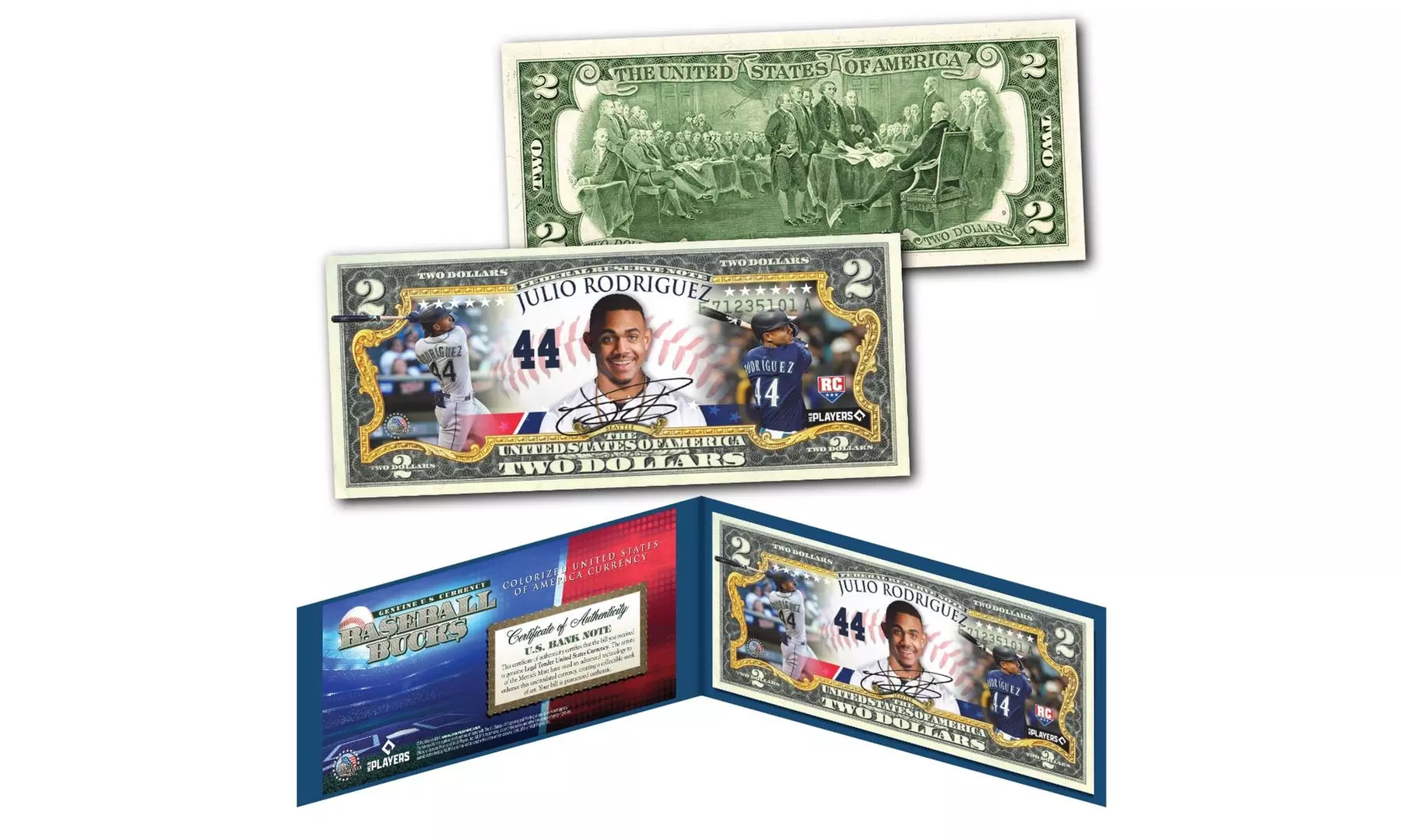 Julio Rodriguez Seattle Mariners Baseball Bucks MLB Player Genuine 2 Dollar Bill