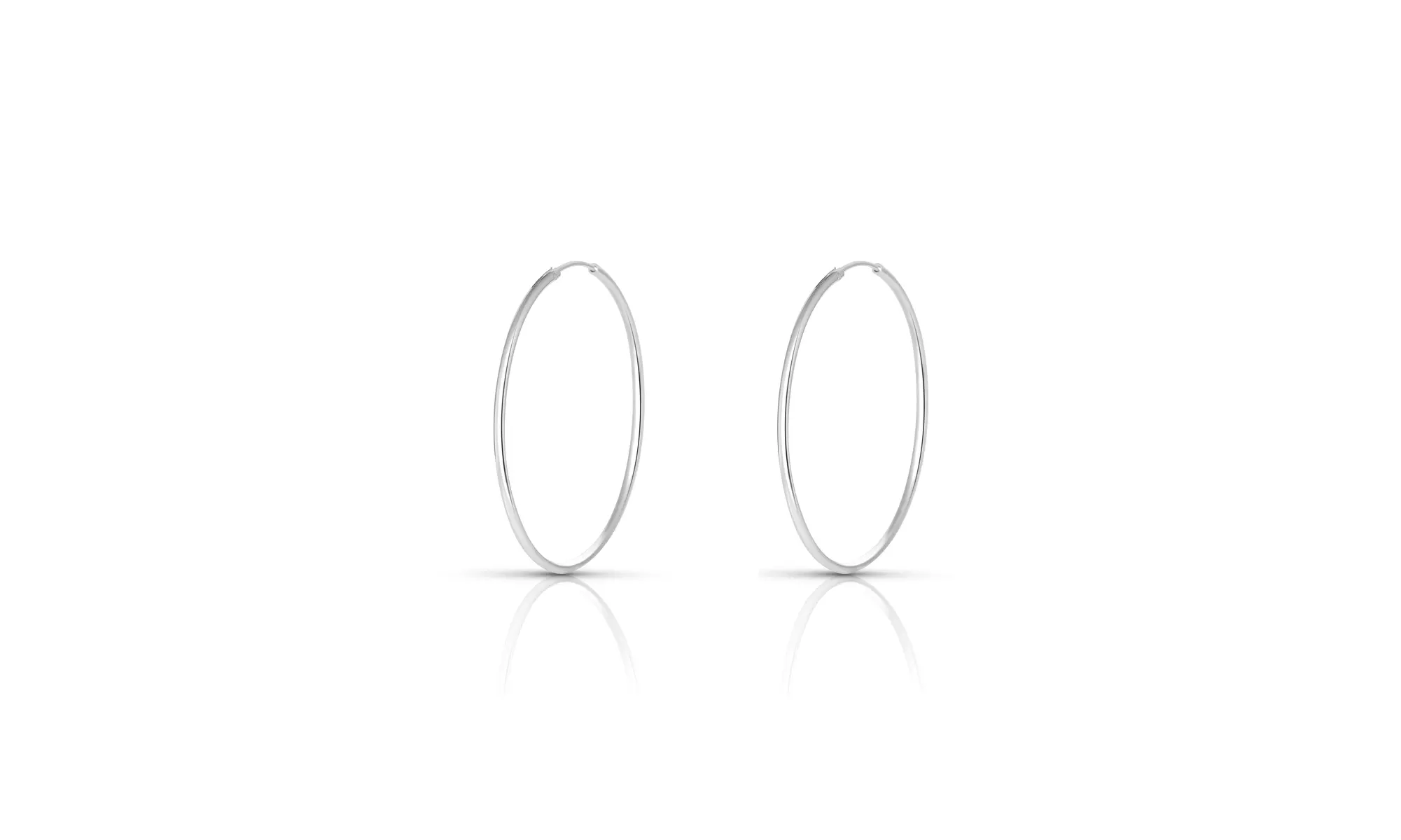 Sleek Endless Hoop Earrings in Solid Sterling Silver 