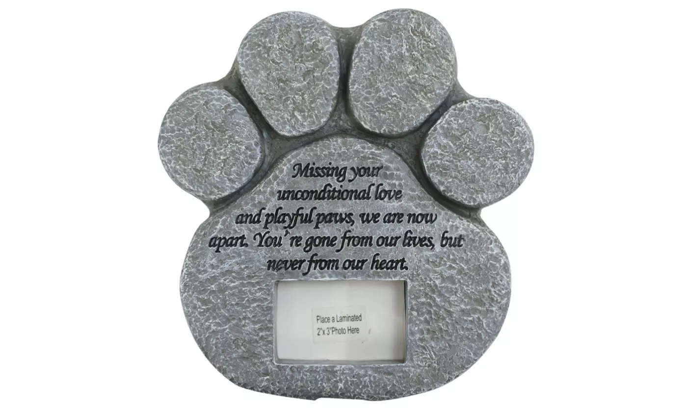 Dog Memorial Stone Personalized Paw Print Pet Grave Garden Customizable Photo - Primary Image