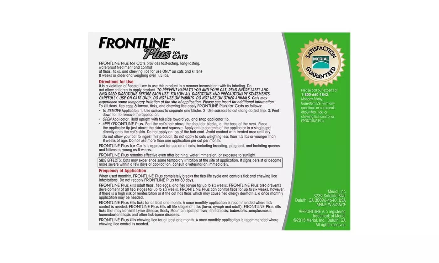 Frontline Plus for Cats and Kittens(1.5 pounds and over) Flea and Tick Treatment - Second Medium