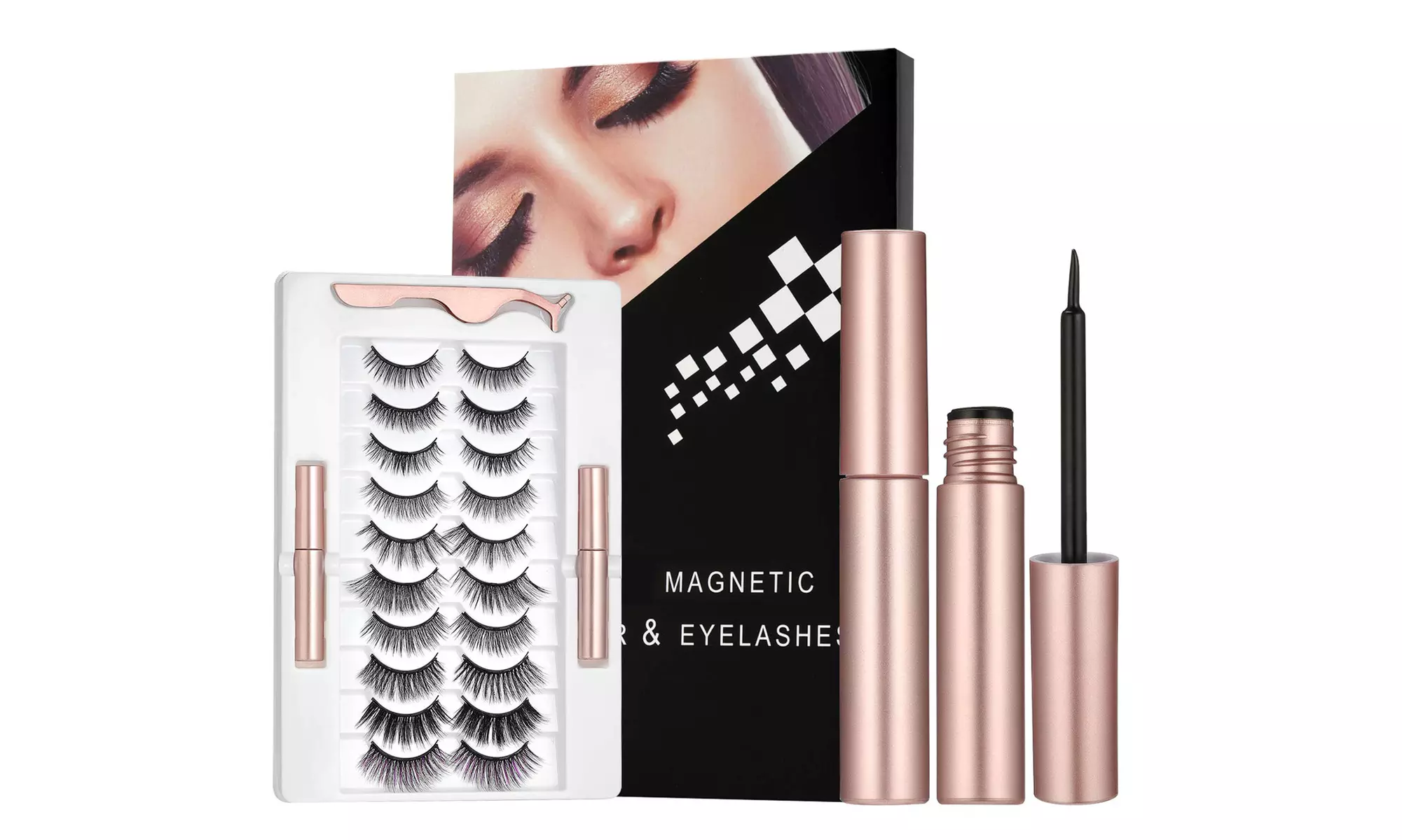 10 Pairs Magnetic Eyelashes Kit with Eyeliner Reusable Magnetic Lashes - Primary Image