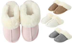 Comfy Faux Fur House Slipper Scuff with Memory Foam & Anti-Skid Sole