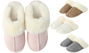 Comfy Faux Fur House Slipper Scuff with Memory Foam & Anti-Skid Sole