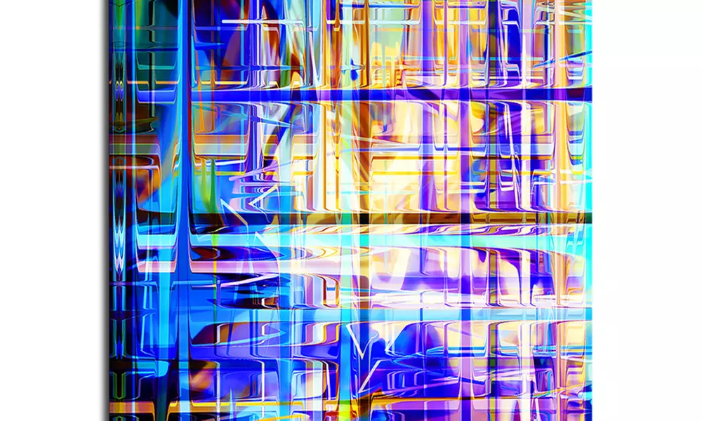 Blue Abstract Grid - Abstract Digital Canvas Art Print - Primary Image