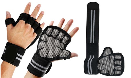 Men Weightlifting Gloves With Wrist Wrap Weight Workout Gym/Training/Fitness Small