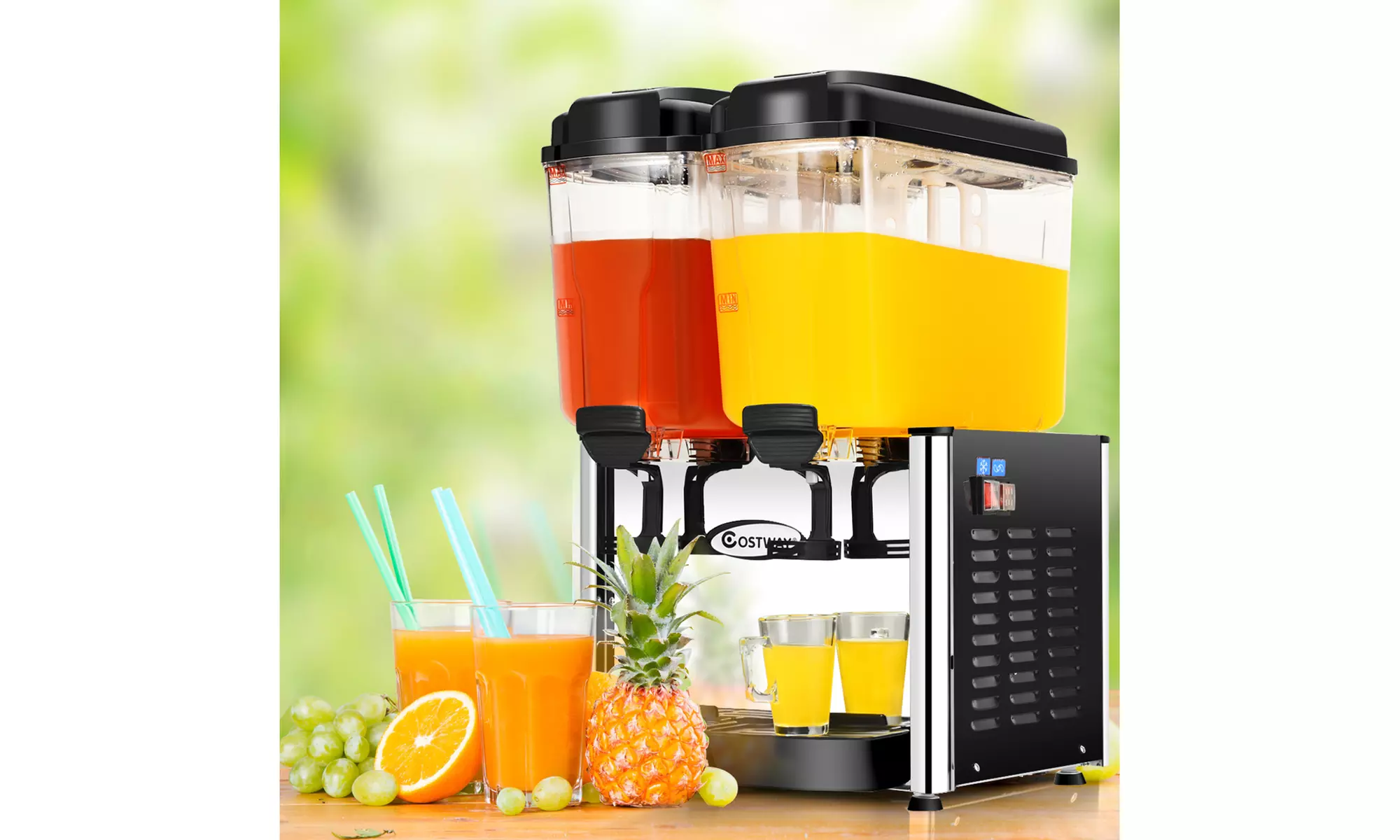 Costway Commercial Cold Juice Dispenser Stainless Steel 9.5 Gallon 2 Tanks - Primary Image