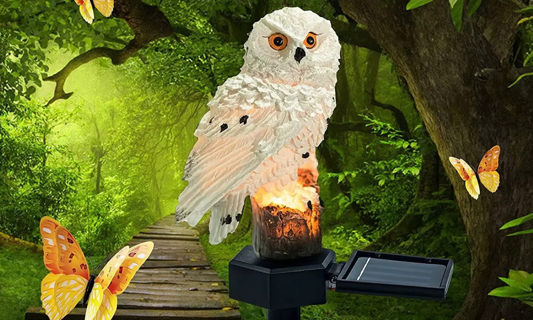 2 Pack Solar Lights Outdoor Owl Solar LED Lights Solar Owl Decor Stake Lights