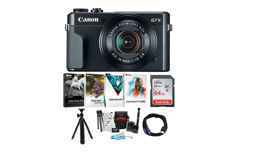 Canon Powershot G7x Mark Ii Digital Camera With Corel Software And 64gb Bundle Groupon