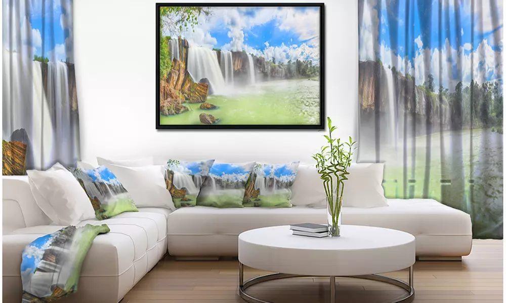 Dry Nur Waterfall - Landscape Photo Framed Canvas Art Print - Primary Image