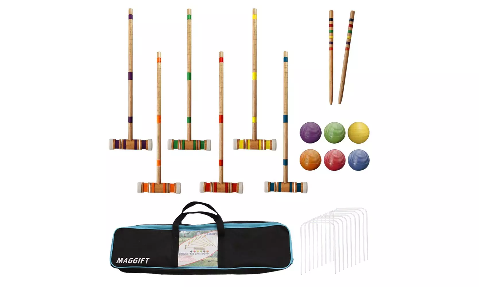 MAGGIFT Six Player Croquet Set for Adults Family with Carrying Bag, 26 Inch - Primary Image