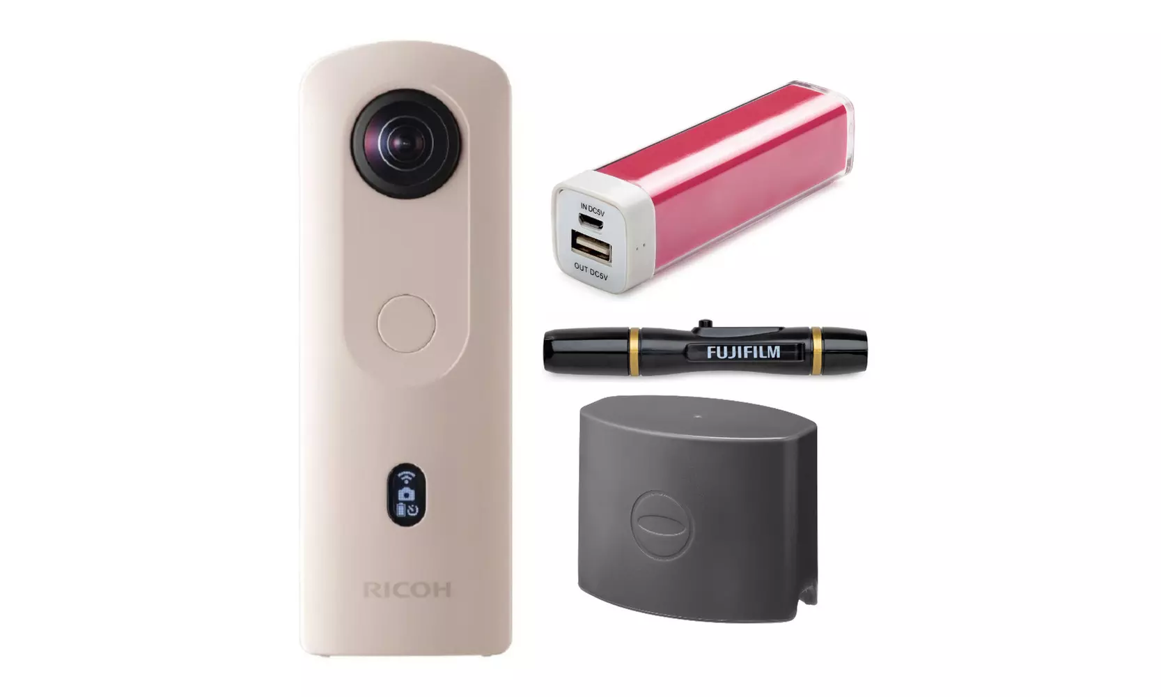 Ricoh Theta SC2 360-Degree 4K Spherical VR Camera (Beige) with Accessory Bundle - Primary Image