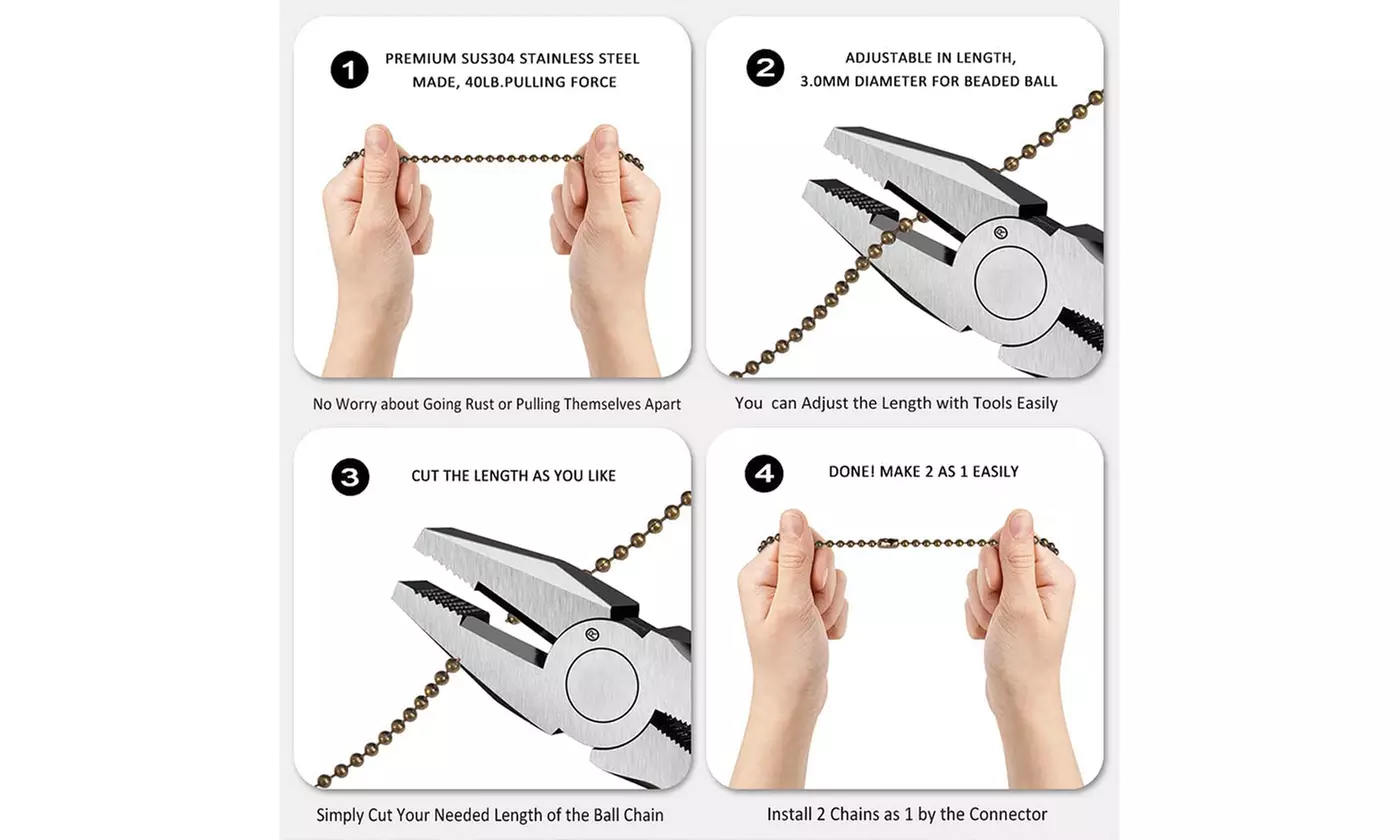 2 Pack Ceiling Fan Pull Cords Beaded Pull Chain Extension Replacement Ornament 