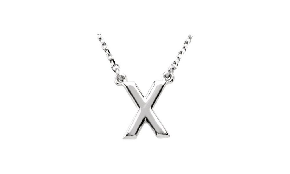 Parisjewelry White Gold Plated Letter X Block Initial 16 Necklace
