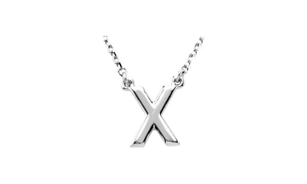 Parisjewelry White Gold Plated Letter X Block Initial 16 Necklace - Primary Image