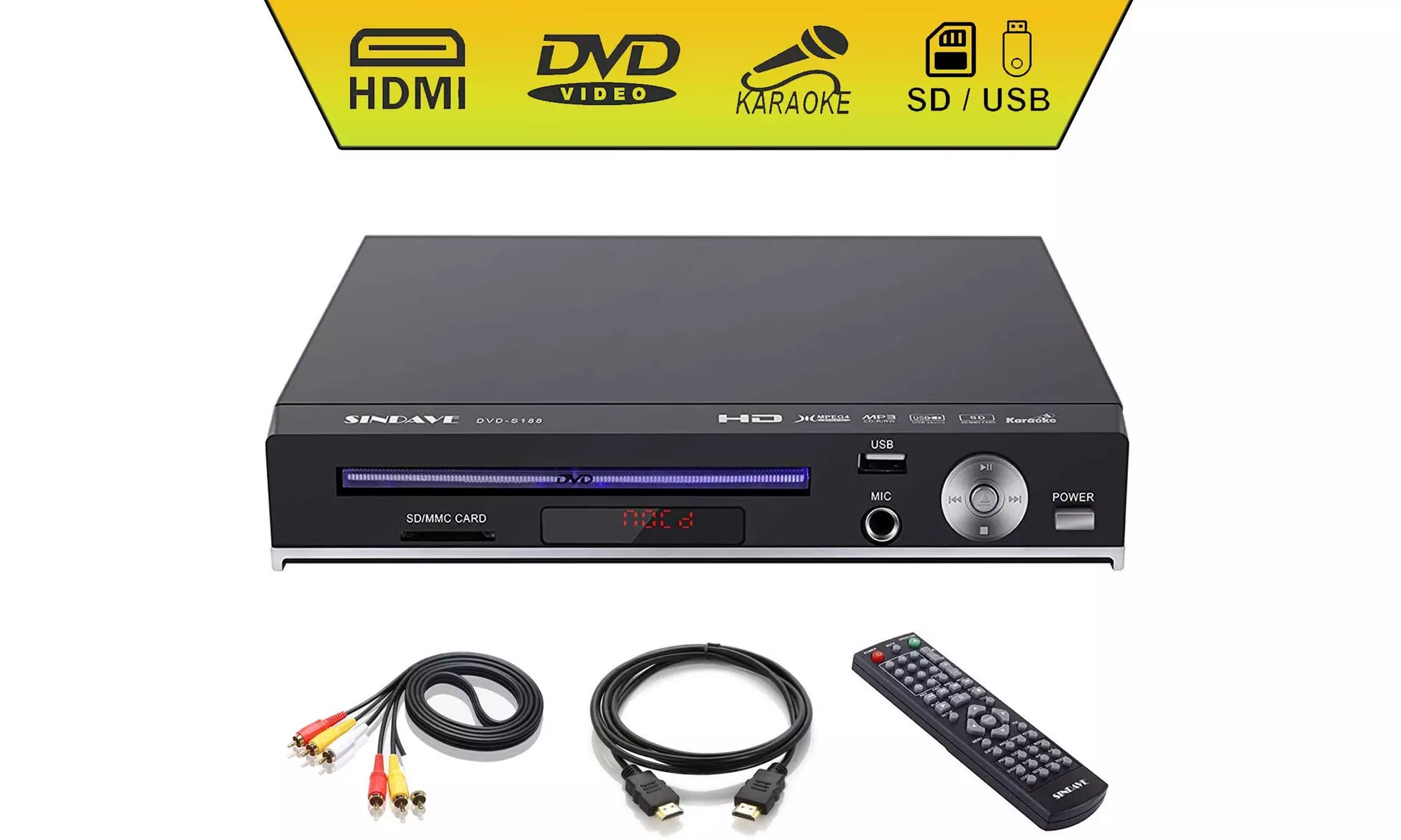 DVD Player, Sindave Compact DVD Players for TV Region Full HD Upscaling  - Primary Image