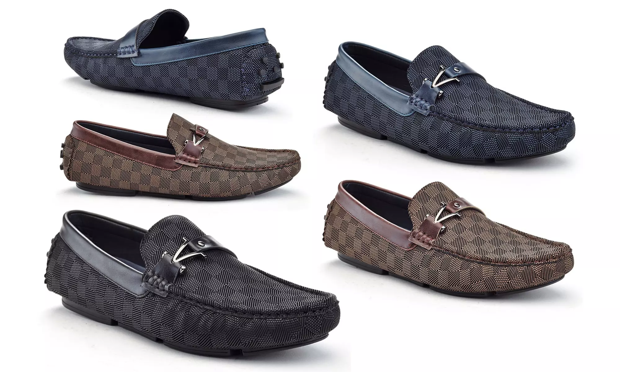 Marco Vitale Men's Comfort Casual Checker-board Driving Loafers - Primary Image