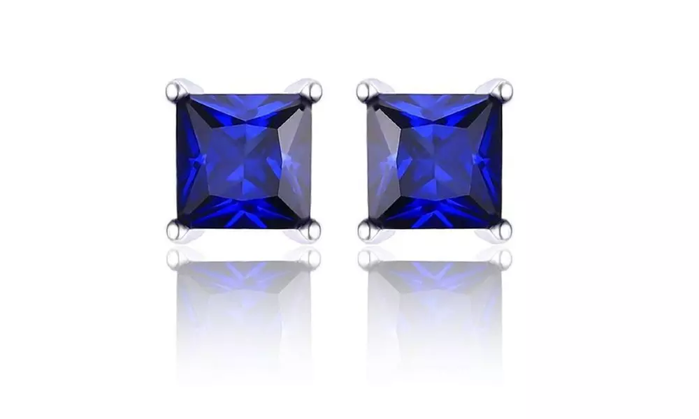 2.00 CTTW Princess Cut Sapphire Studs