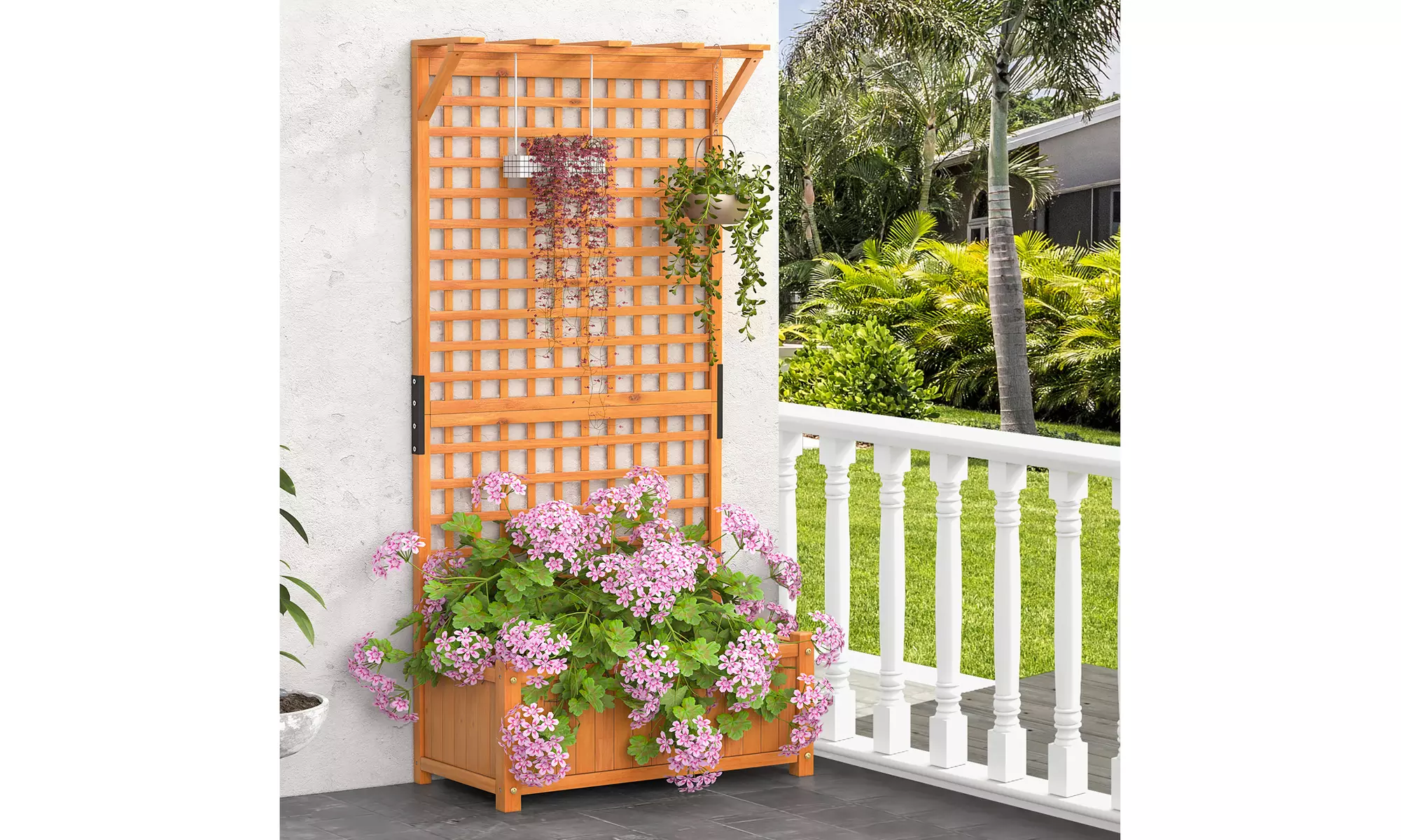 Costway Raised Garden Bed Planter Box Climbing Plants Container Trellis Hanging - Primary Image