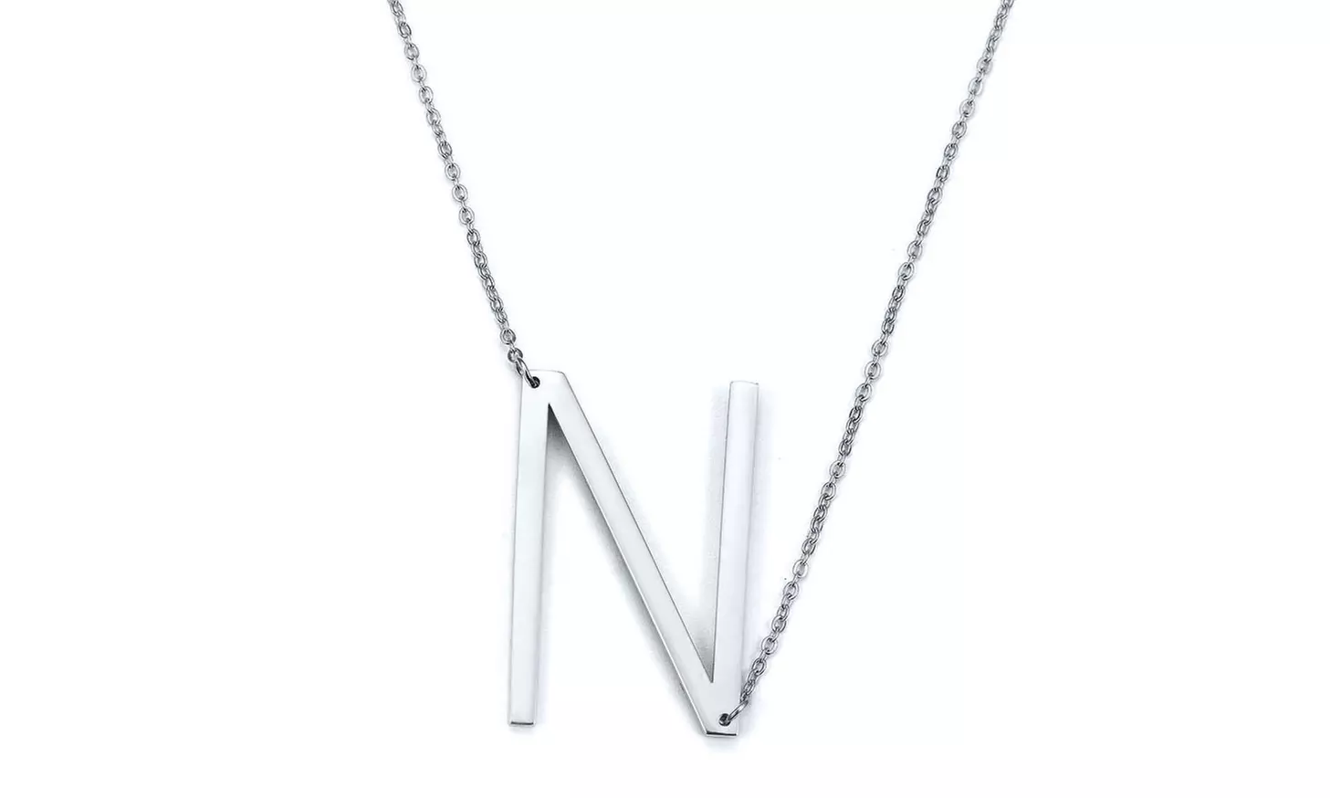 LESIES Big Letter Necklace Stainless Steel Initial Pendant