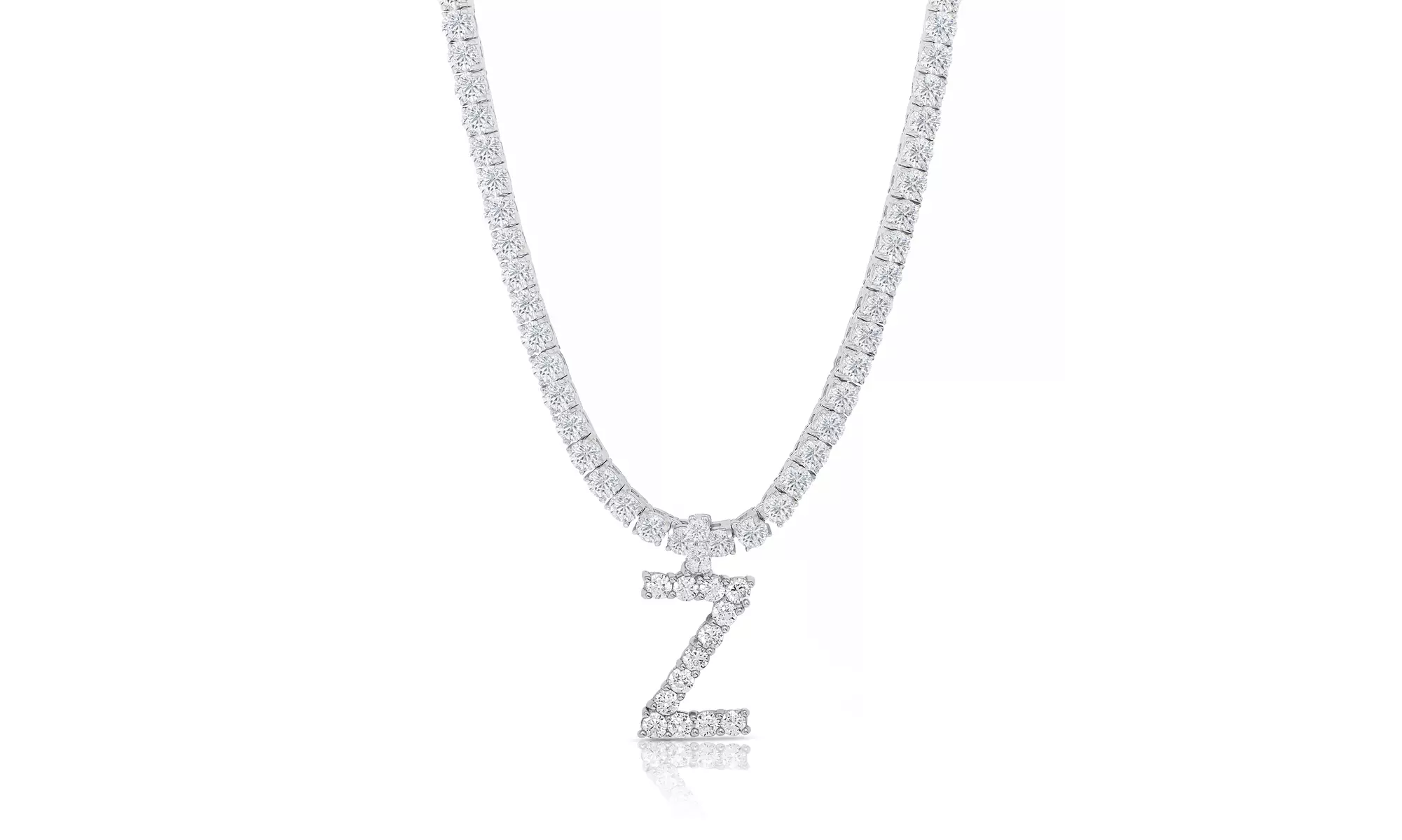 62.00 CTTW Cubic Zirconia Prong Initial Tennis Necklaces  - Primary Image