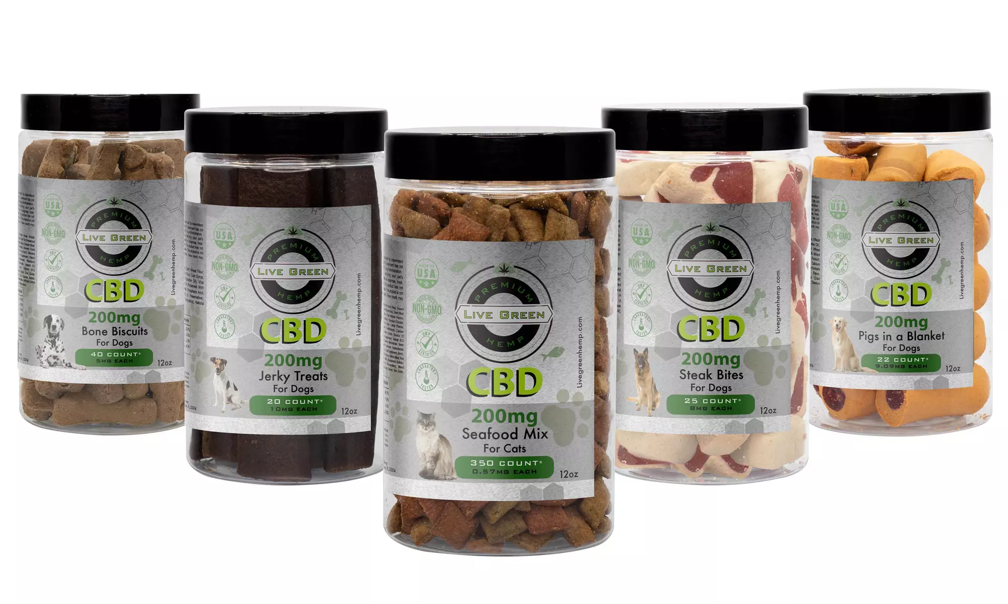 CBD Dog Calming Treats 100% Organic (Up to 200mg) Free Gift Live Green Hemp - Primary Image