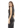 Image 4: AX Paris Cropped Overlay Shimmer Midi Black Dress