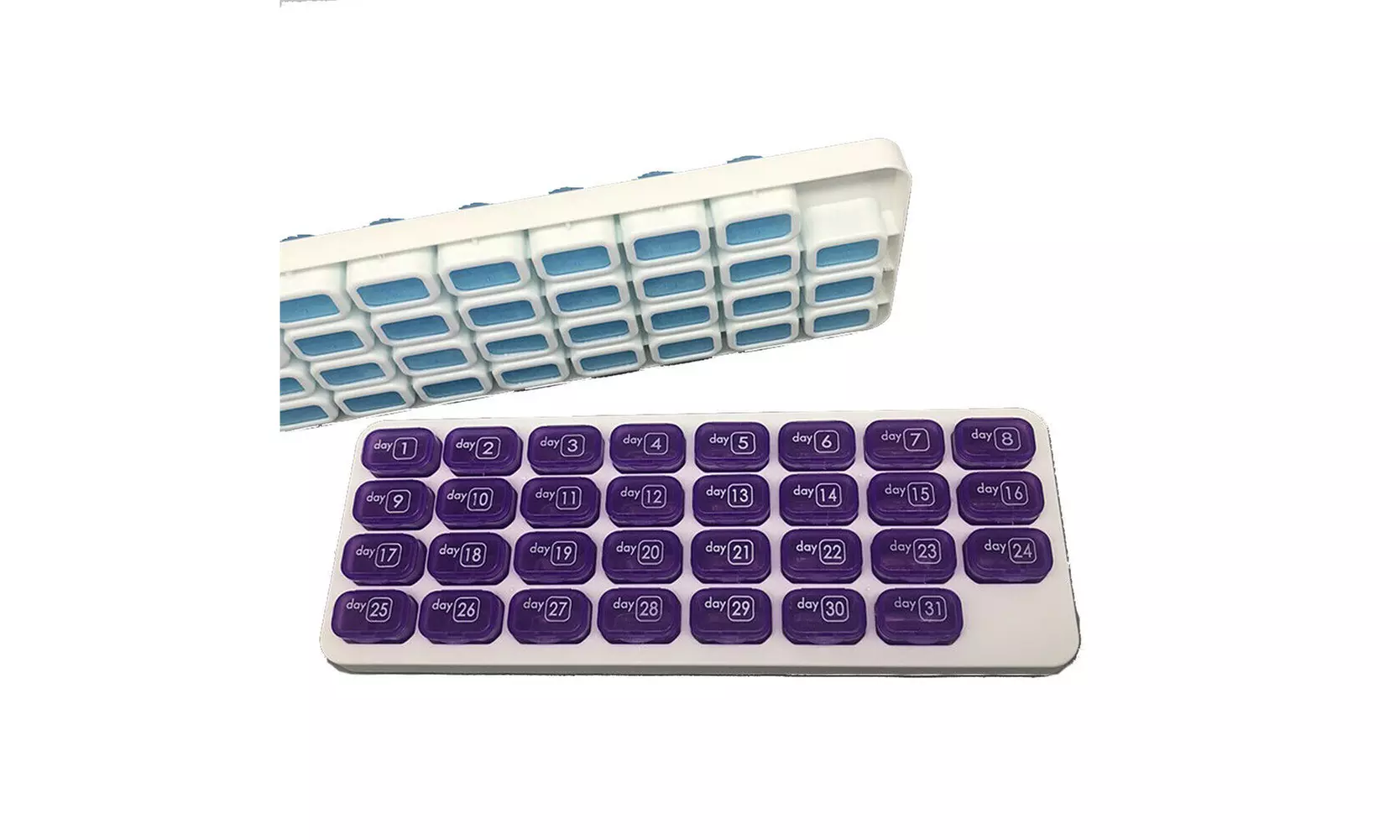 31 Day Monthly Pill Organizer Medication Pod Compartment Planner Box Plastic
