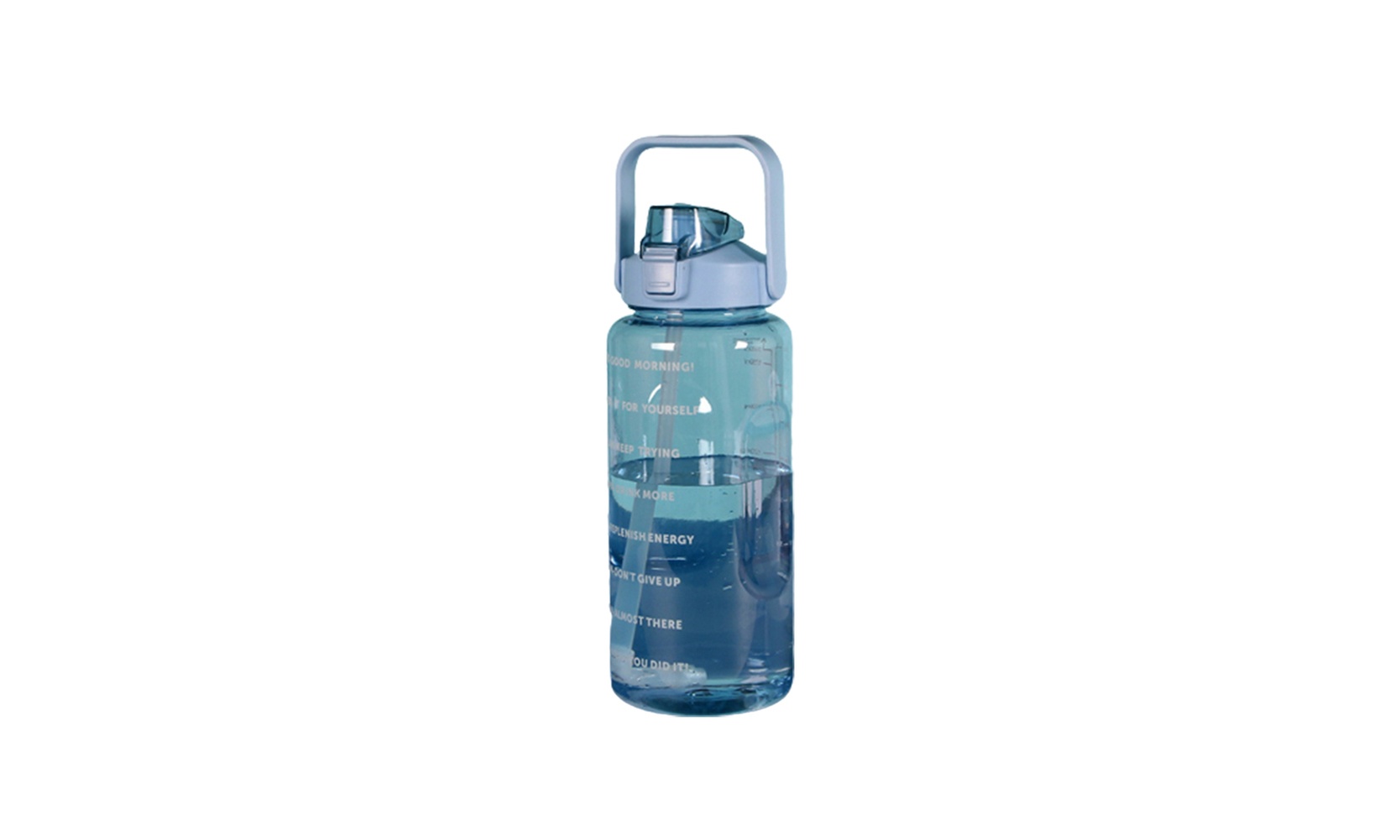US 1-2 Pc Motivational Half Gallon/64 oz Water Bottle w/ Time Marker with straw