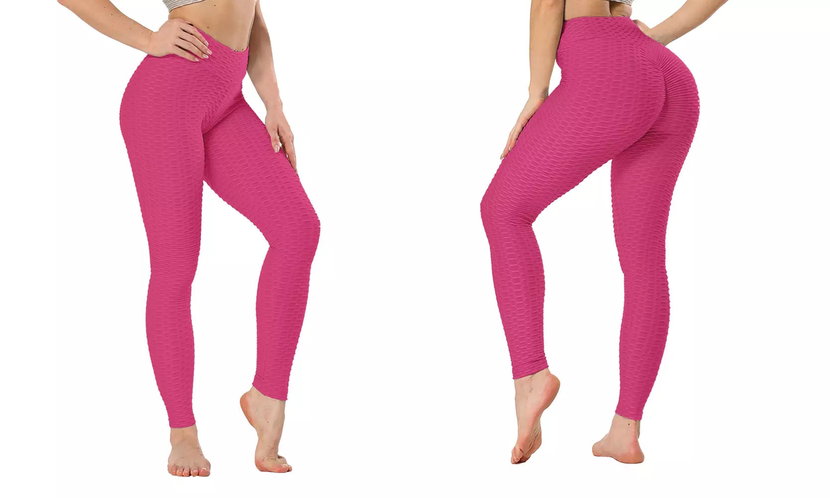 Women's High Waist Textured Butt Lifting Slimming Workout Leggings Tights Pants