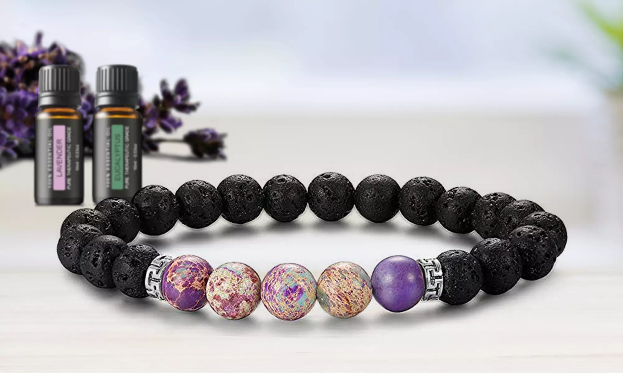Natural Agate Diffuser Bracelet with Optional Essential Oils
