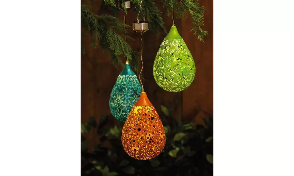 Metal Teardrop Solar Lantern Set (3-Piece) - Primary Image