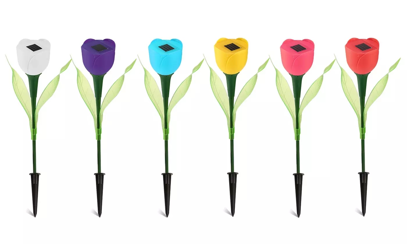 SolarEK LED Tulip Flower Solar Powered Stake Lights Solar Garden Lights (6-Pack) - Second Medium