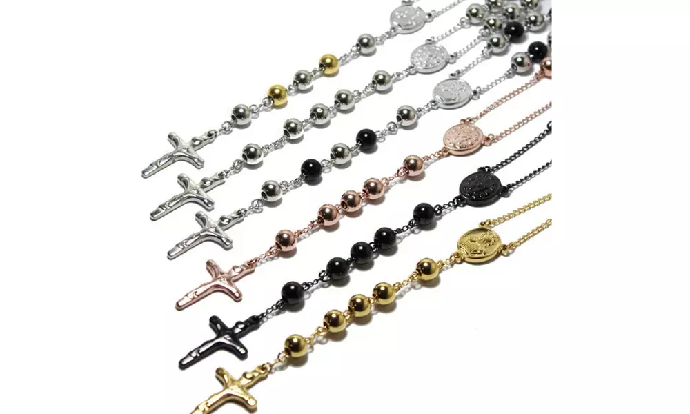 Mens Stainless Steel 24" Rosary Necklaces