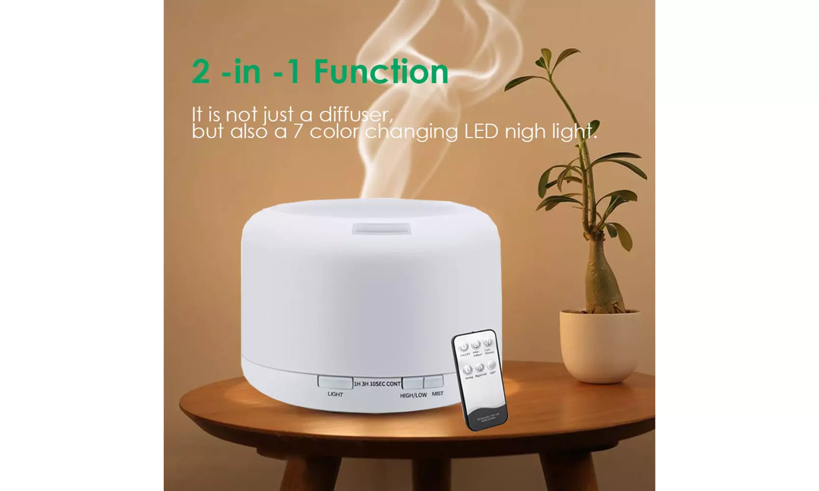 7 LED Ultrasonic Cool-Mist Essential Oil Aroma Diffuser and Humidifier  - Primary Image