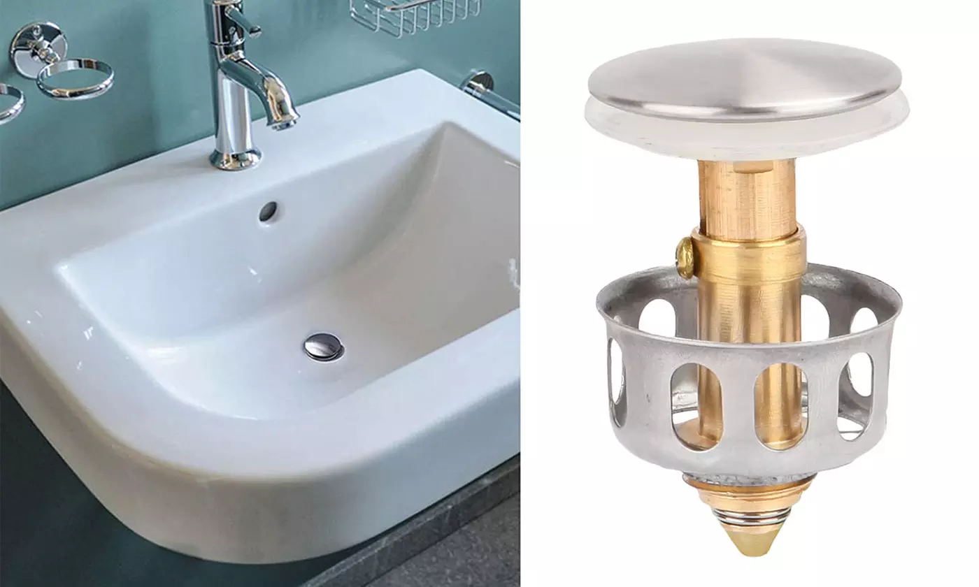 2pcs Wash Basin Bounce Drain Filter Pop Up For Bathroom Sink Drain Plugs - Primary Image